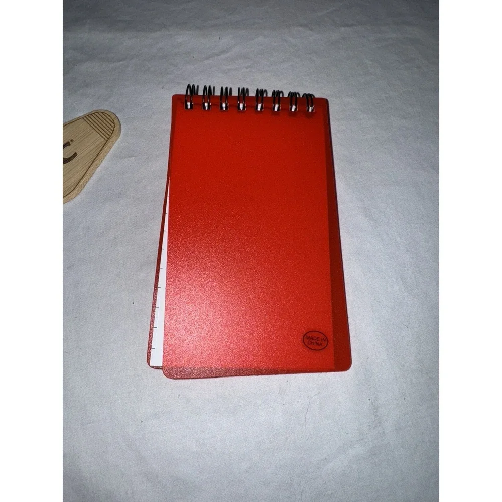 KFC Food Advertising Lot Red Pocket Notebook W/ Mini Pen & Wooden Keychain